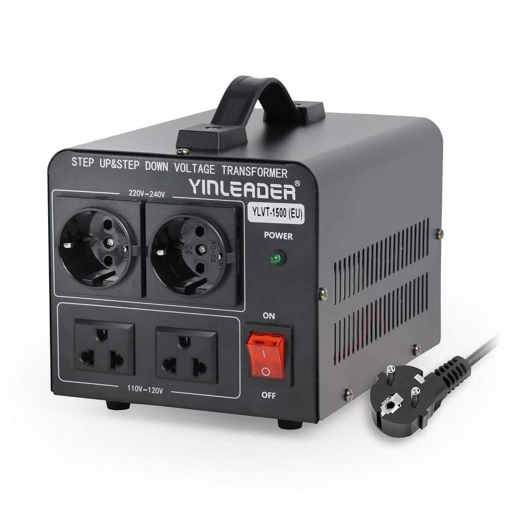 Yinleader 1500W  110V to 220V Voltage Converter Transformer Step Up/Down 110/120 Volt - 220/230 Volt Converter