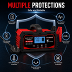 Yinleader 25A Car Battery Charger 12V/24V Intelligent Smart Trickle Charger with LCD Display