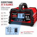 Yinleader 40A Car Battery Charger 12V/24V Fully Automatic Intelligent Battery Charger with LCD Display